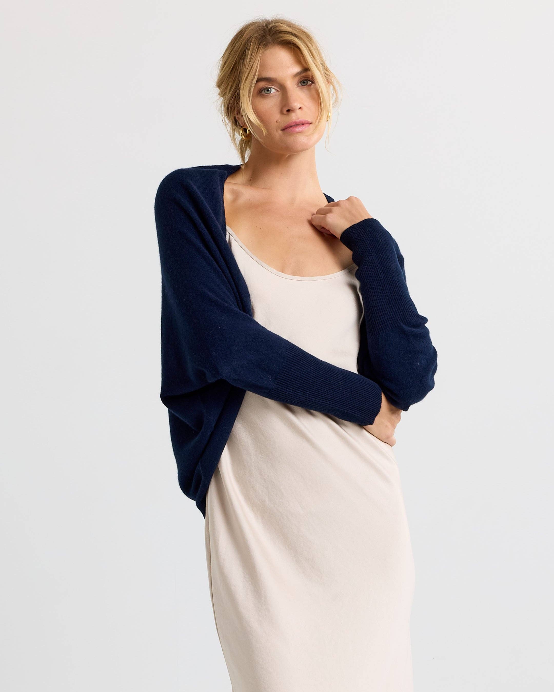 Cashmere Shrug - Navy