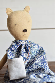 Agatha the Bear – Heirloom Wool Doll in Field Liberty Floral