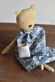 Agatha the Bear – Heirloom Wool Doll in Field Liberty Floral