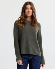 Cashmere Fisherman Crew- Dark Olive