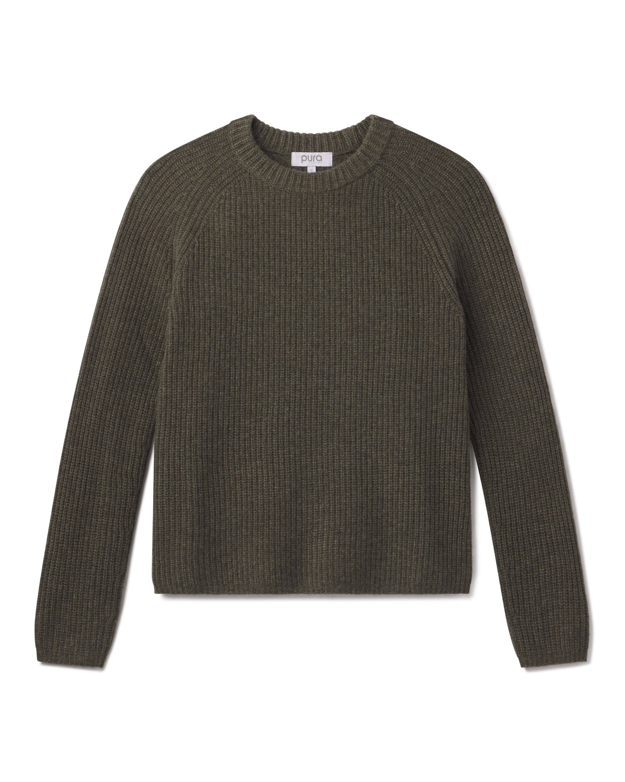 Cashmere Fisherman Crew- Dark Olive