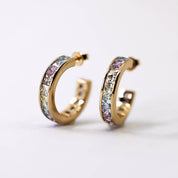 Pastel Ombre Hoop Earrings in Gold