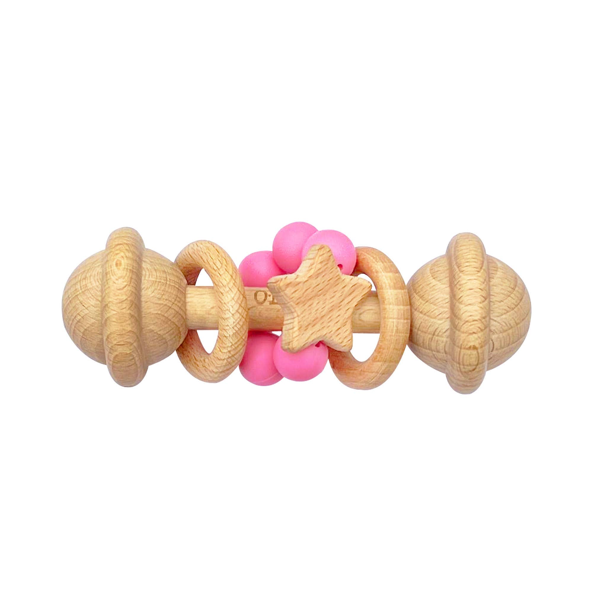 Hot Pink Wooden Rattle Toy