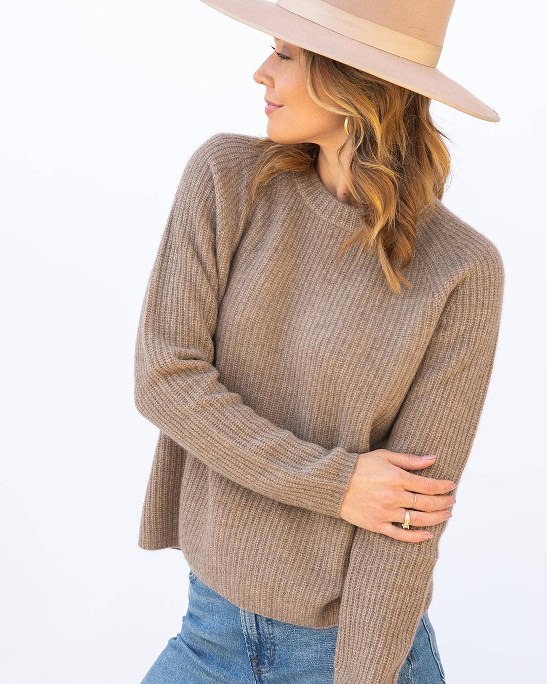 Cashmere Fisherman Crew: Driftwood