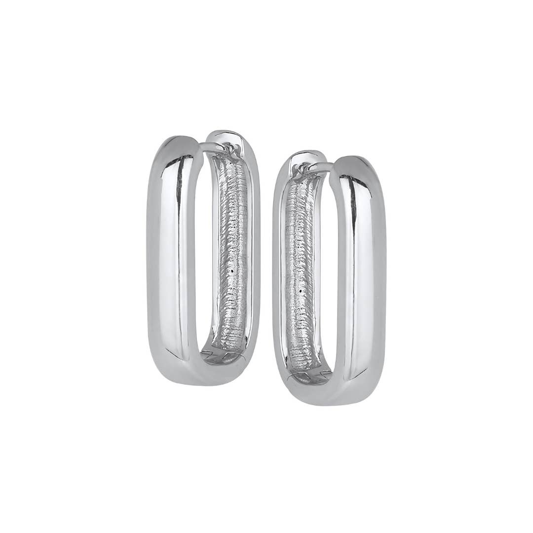 Emma Elongated Hoop Earrings in Silver