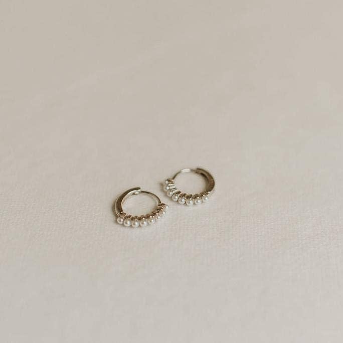 Grace Pearl Hoops: Gold