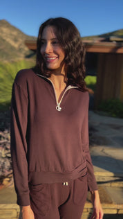 Soft Fleece Quarter Zip - Coffee